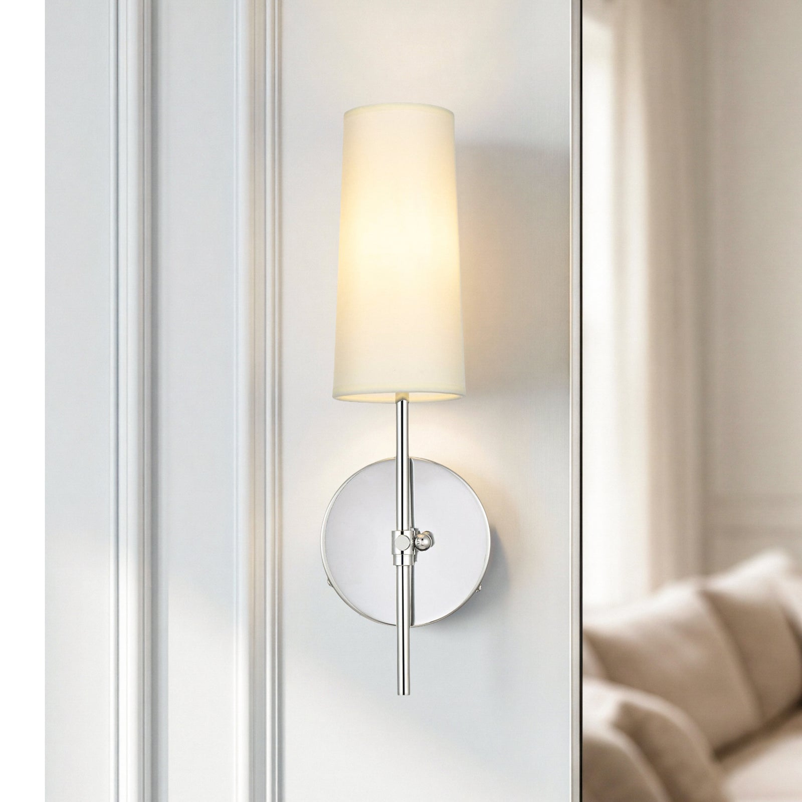 5 Inch Wall Sconce In Chrome Chrome And White Finish - LIGHTING by Joshua Marshal