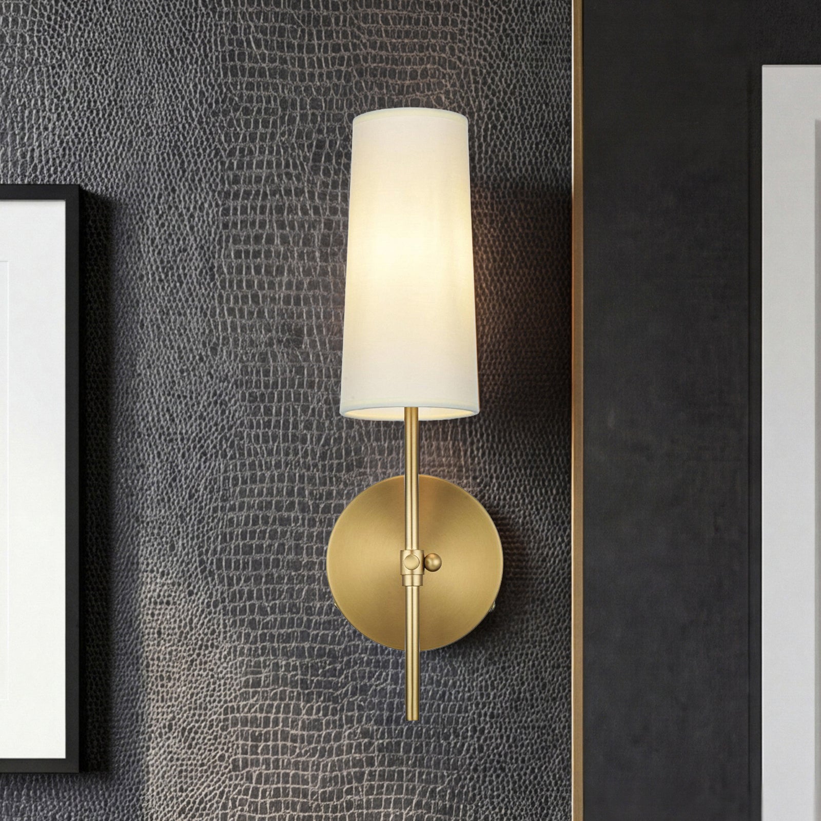 5 Inch Wall Sconce In Satin Gold Satin Gold And White Finish - LIGHTING by Joshua Marshal