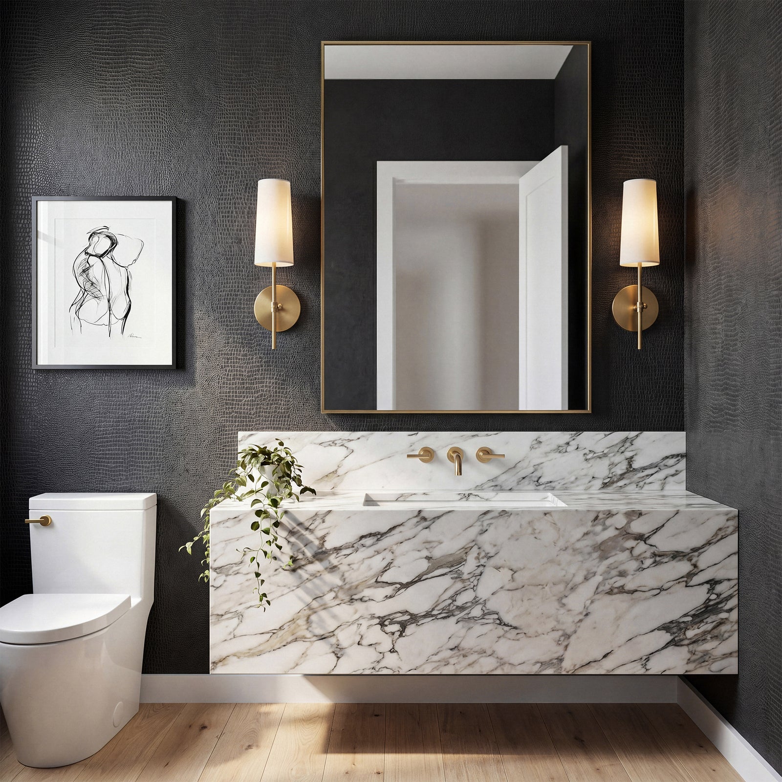 5 Inch Wall Sconce In Satin Gold - View 2 - Joshua Marshal