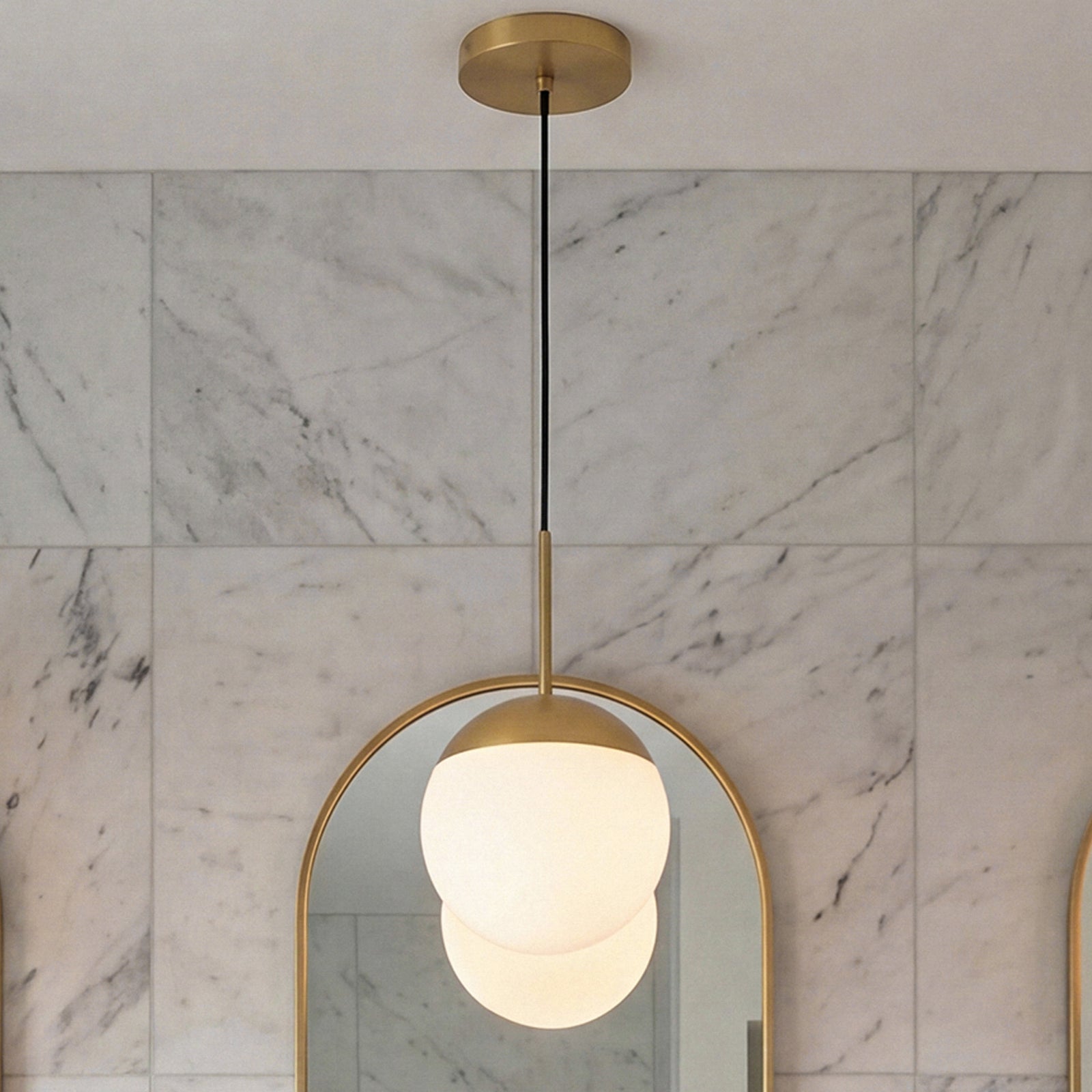 8 Inch Pendant Frosted White Shade In Satin Gold Satin Gold And Frosted White Finish - LIGHTING by Joshua Marshal