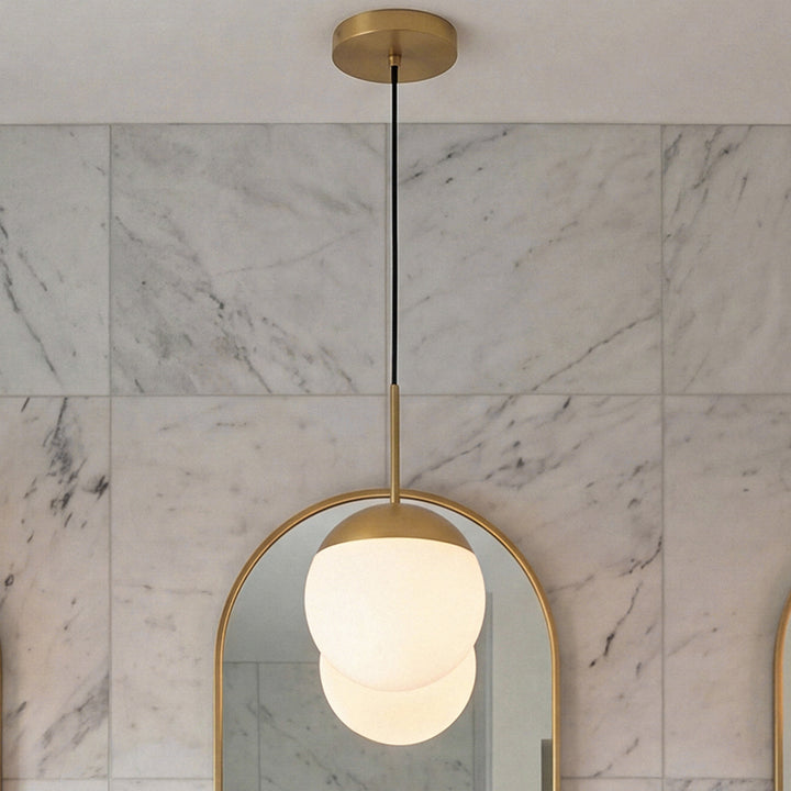 8 Inch Pendant Frosted White Shade In Satin Gold Satin Gold And Frosted White Finish - LIGHTING by Joshua Marshal