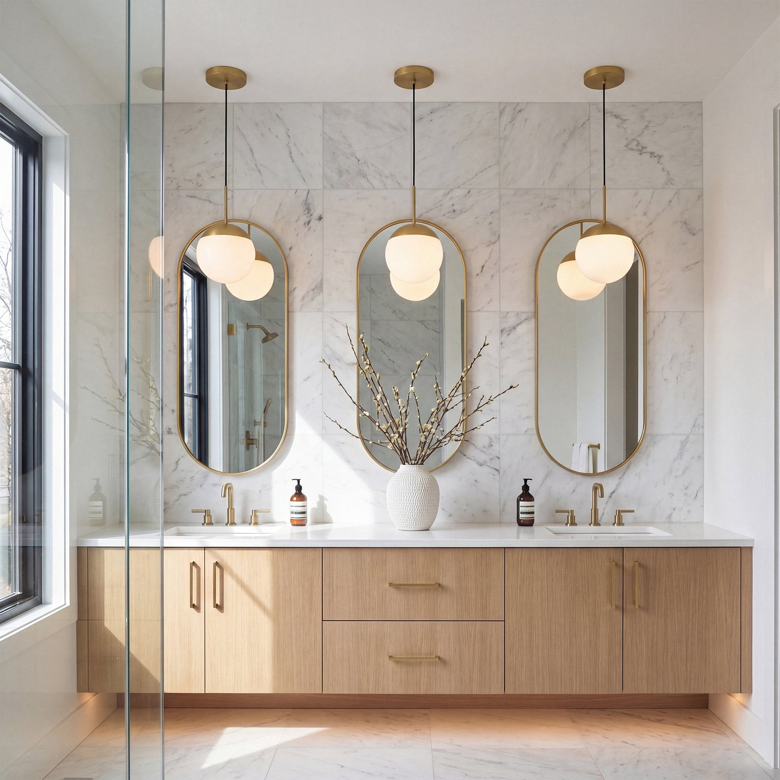 8 Inch Pendant Frosted White Shade In Satin Gold - View 2 - Joshua Marshal