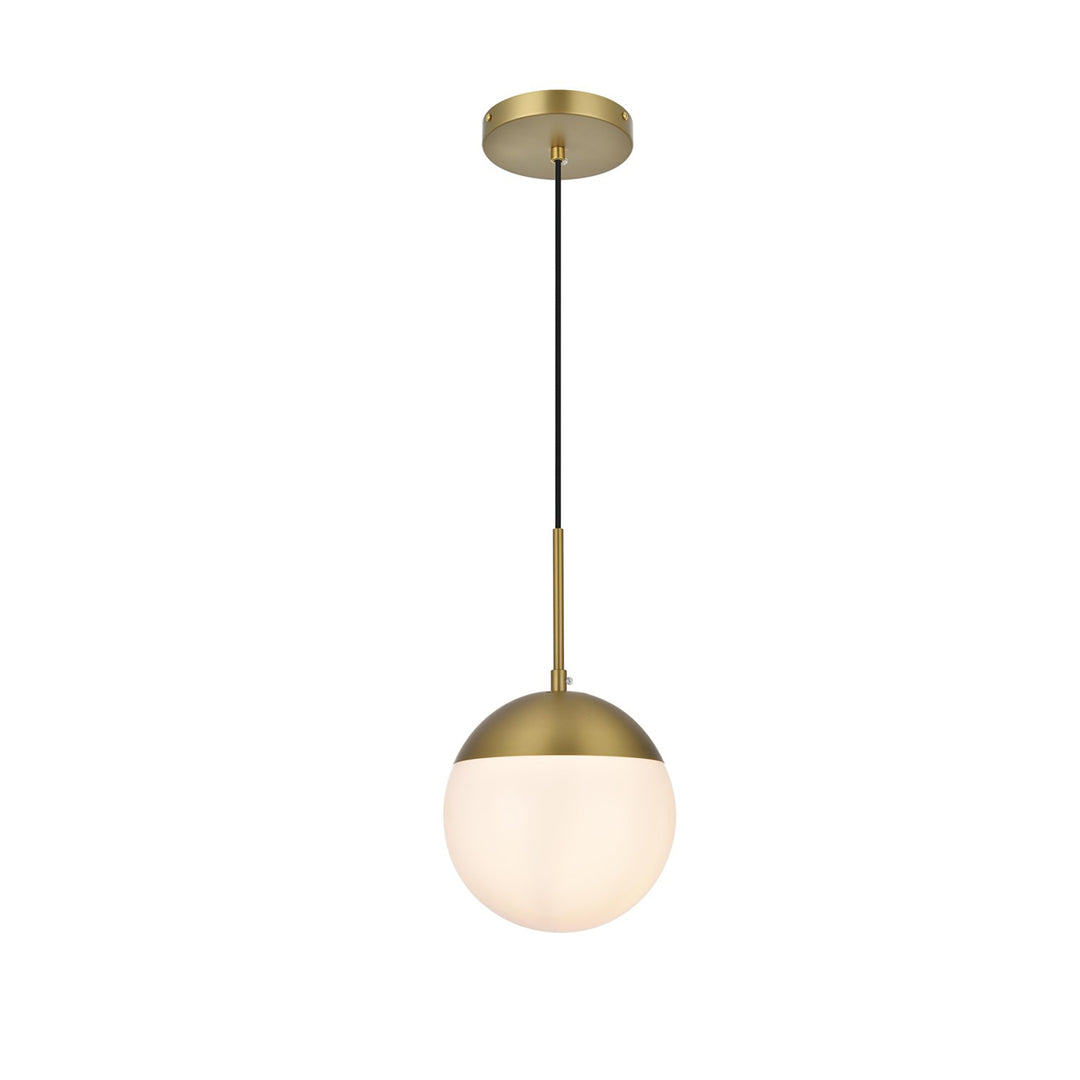 8 Inch Pendant Frosted White Shade In Satin Gold - View 3 - Joshua Marshal