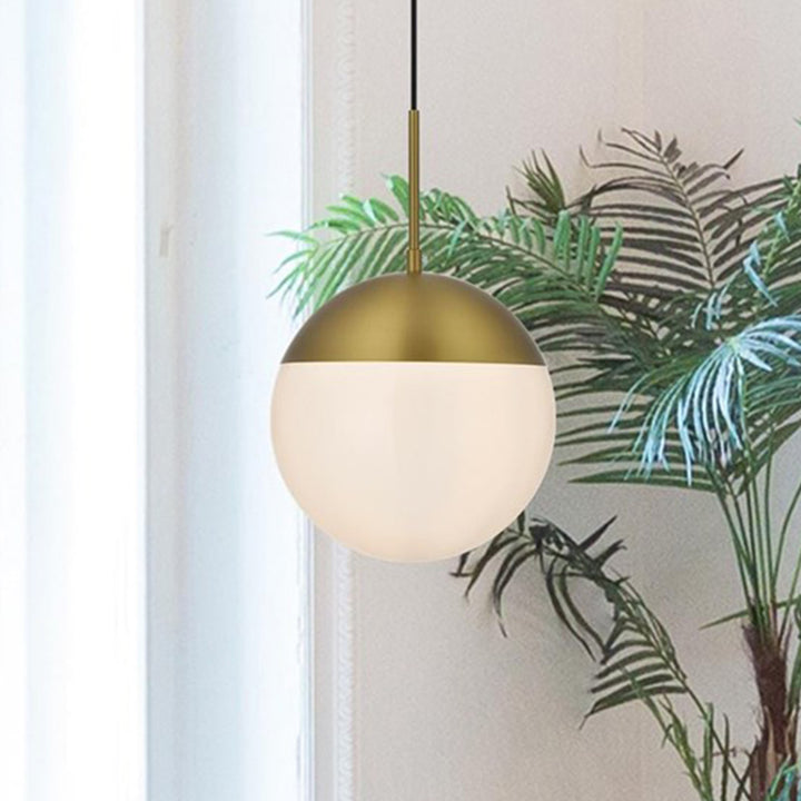10 Inch Pendant Frosted White Shade In Satin Gold Satin Gold And Frosted White Finish - LIGHTING by Joshua Marshal