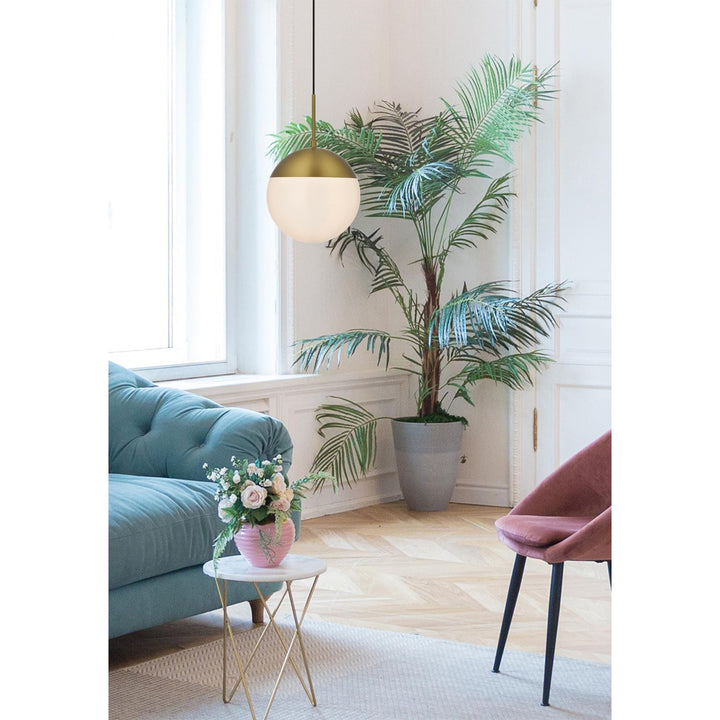10 Inch Pendant Frosted White Shade In Satin Gold - View 2 - Joshua Marshal