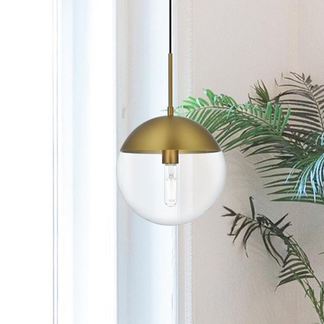 10 Inch Pendant Clear Shade In Chrome Satin Gold And Clear Finish - LIGHTING by Joshua Marshal