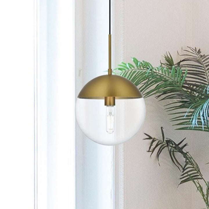 10 Inch Pendant Clear Shade In Chrome Satin Gold And Clear Finish - LIGHTING by Joshua Marshal