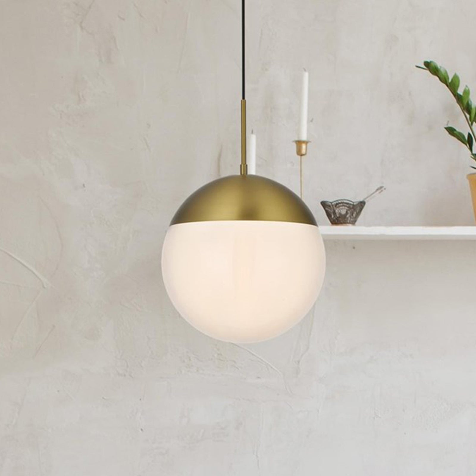 12 Inch Pendant Frosted White Shade In Satin Gold Satin Gold And Frosted White Finish - LIGHTING by Joshua Marshal