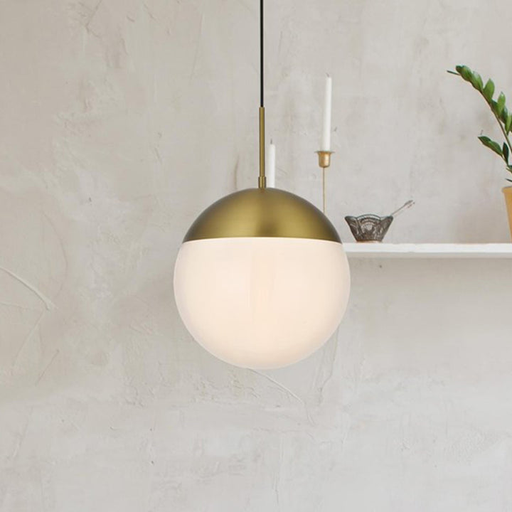 12 Inch Pendant Frosted White Shade In Satin Gold Satin Gold And Frosted White Finish - LIGHTING by Joshua Marshal