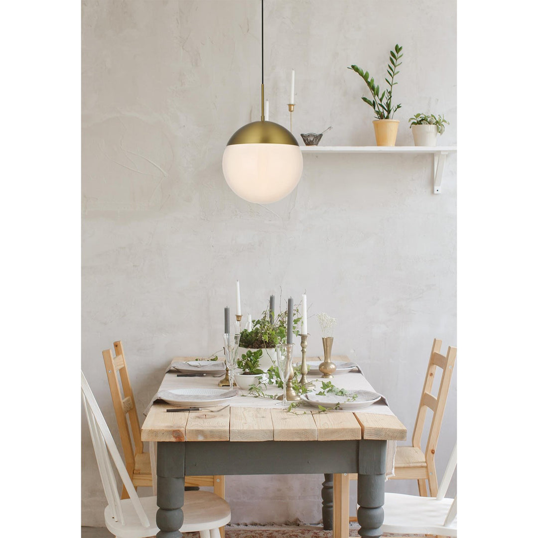 12 Inch Pendant Frosted White Shade In Satin Gold - View 2 - Joshua Marshal