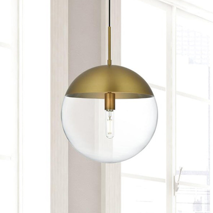 14 Inch Pendant Clear Shade In Chrome Satin Gold And Clear Finish - LIGHTING by Joshua Marshal