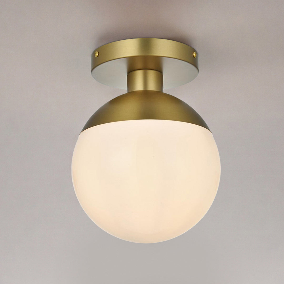 8 Inch Flush Mount Frosted White Shade In Satin Gold Satin Gold And Frosted White Finish - LIGHTING by Joshua Marshal