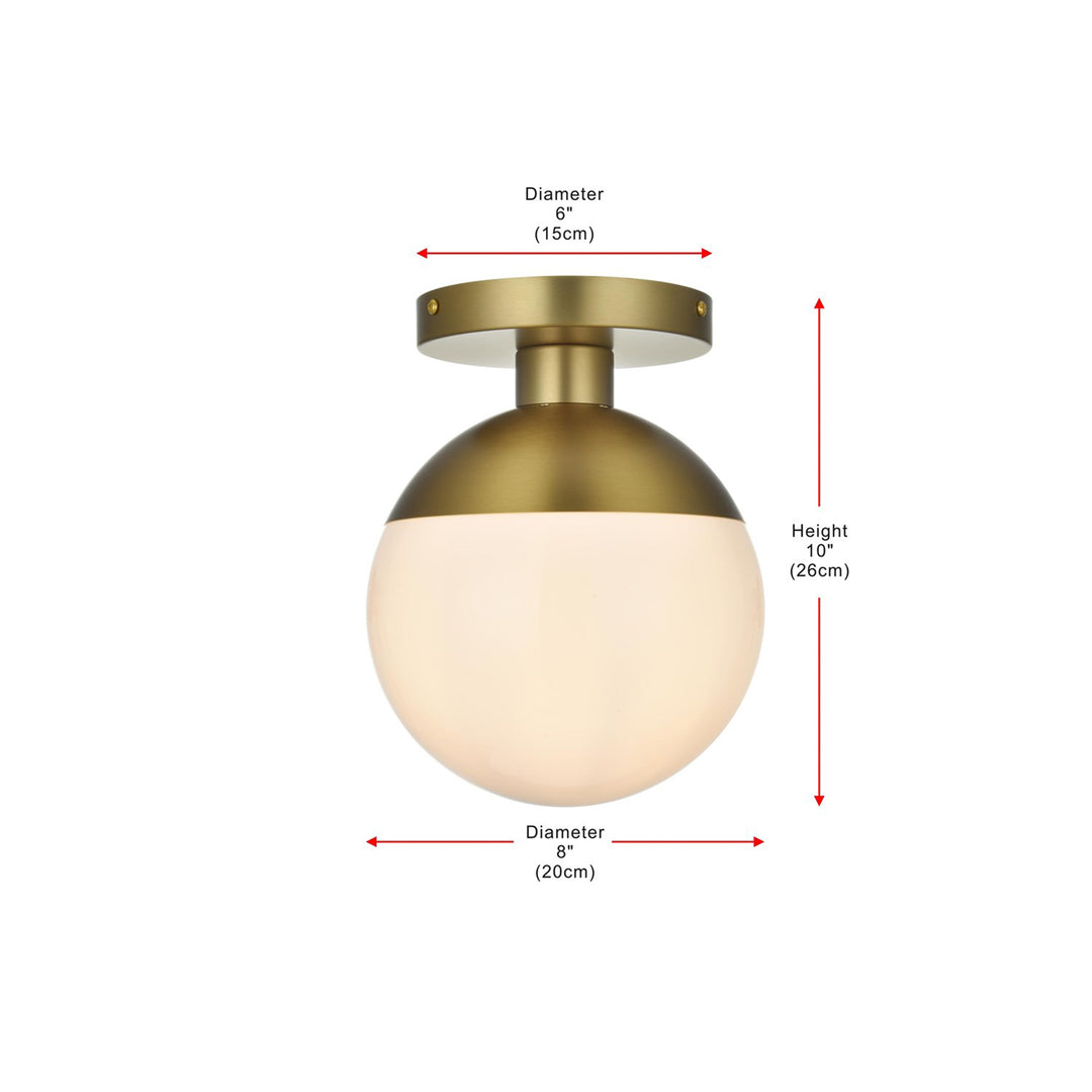 8 Inch Flush Mount Frosted White Shade In Satin Gold - View 6 - Joshua Marshal