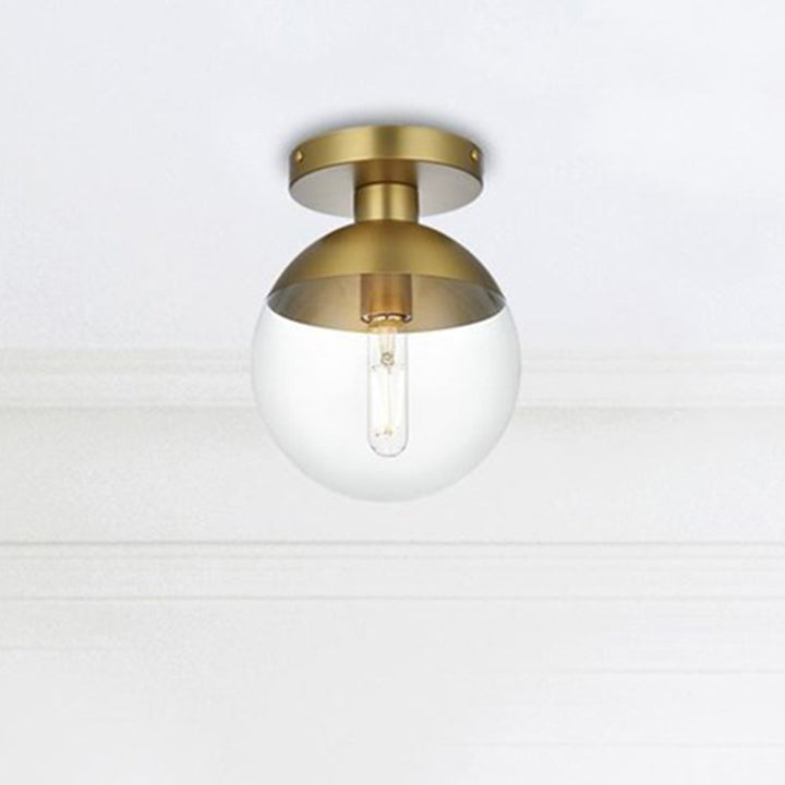 8 Inch Flush Mount Clear Shade In Chrome Satin Gold And Clear Finish - LIGHTING by Joshua Marshal