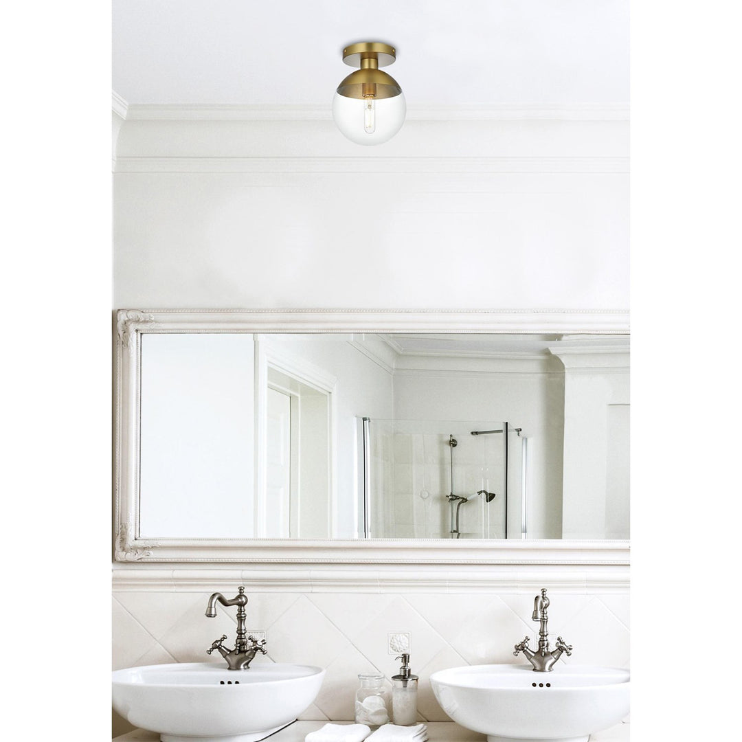 8 Inch Flush Mount Clear Shade In Chrome - View 2 - Joshua Marshal