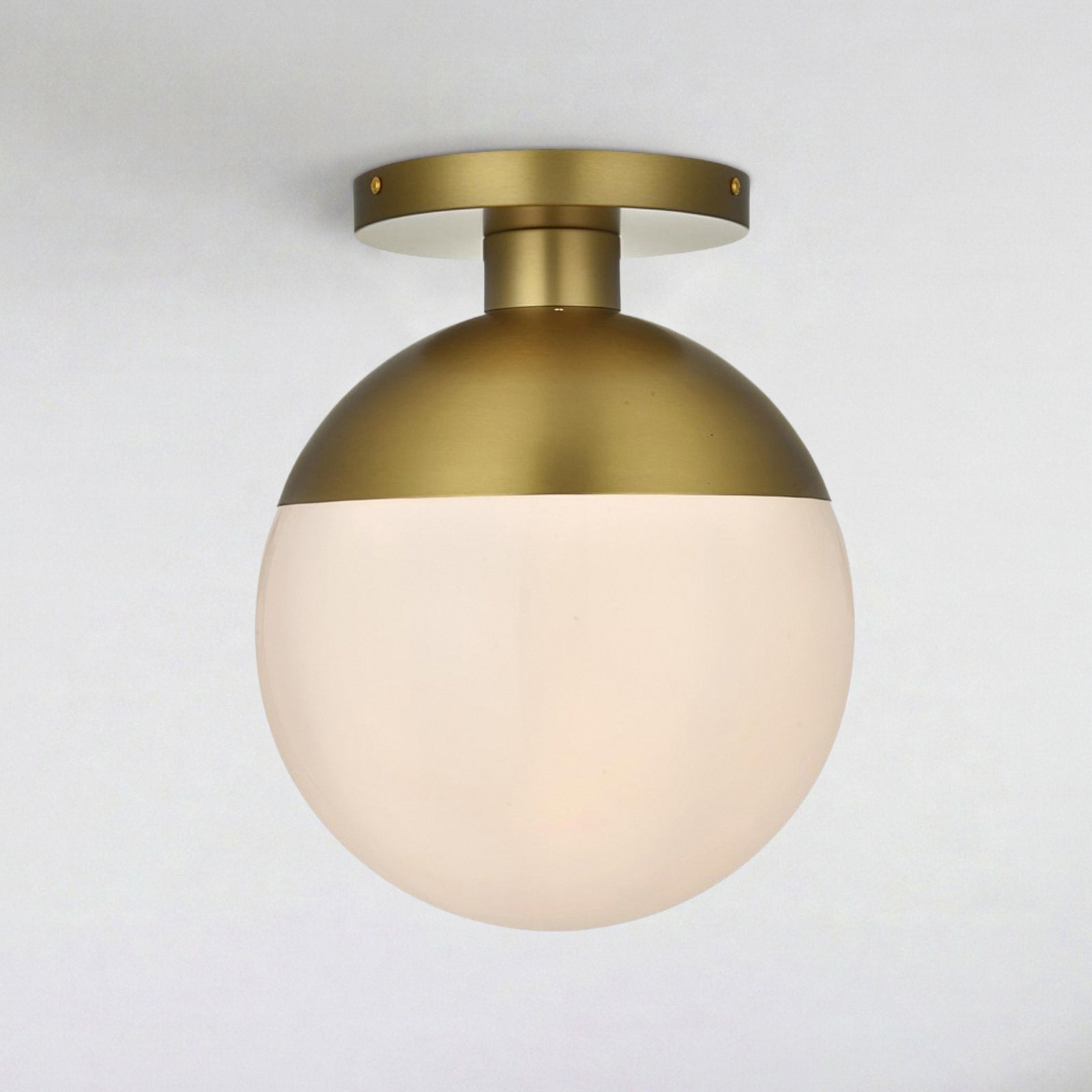 12 Inch Flush Mount Frosted White Shade In Satin Gold Satin Gold And Frosted White Finish - LIGHTING by Joshua Marshal