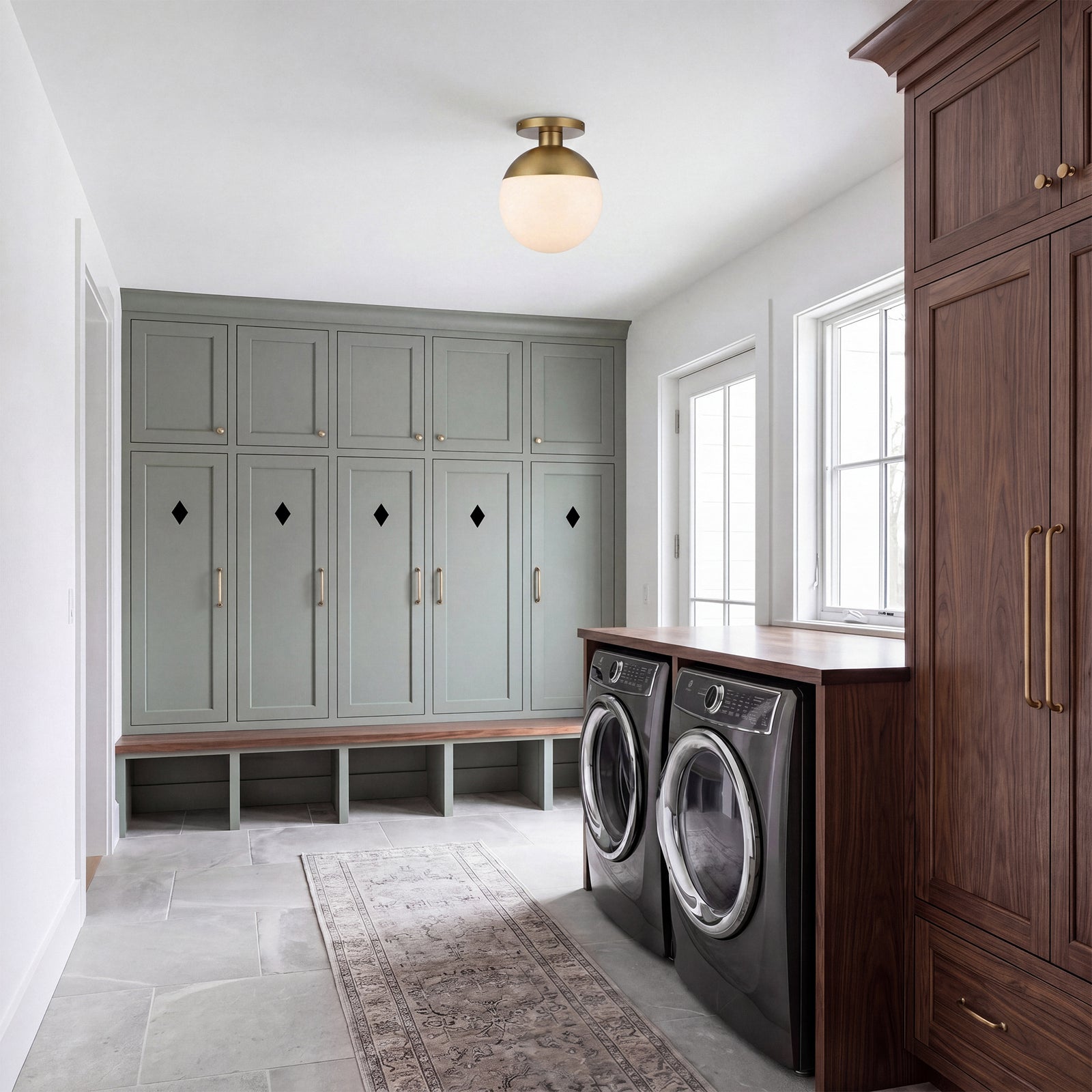 12 Inch Flush Mount Frosted White Shade In Satin Gold - View 2 - Joshua Marshal