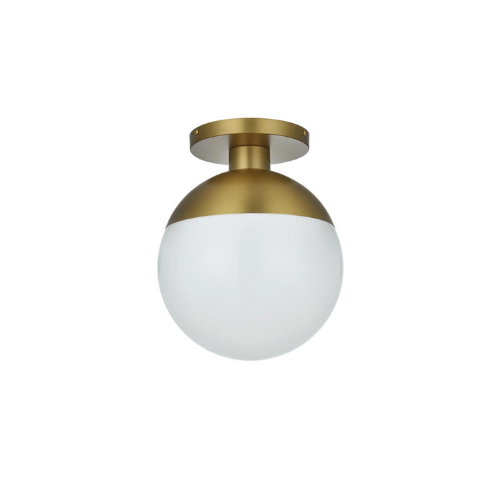 12 Inch Flush Mount Frosted White Shade In Satin Gold - View 4 - Joshua Marshal