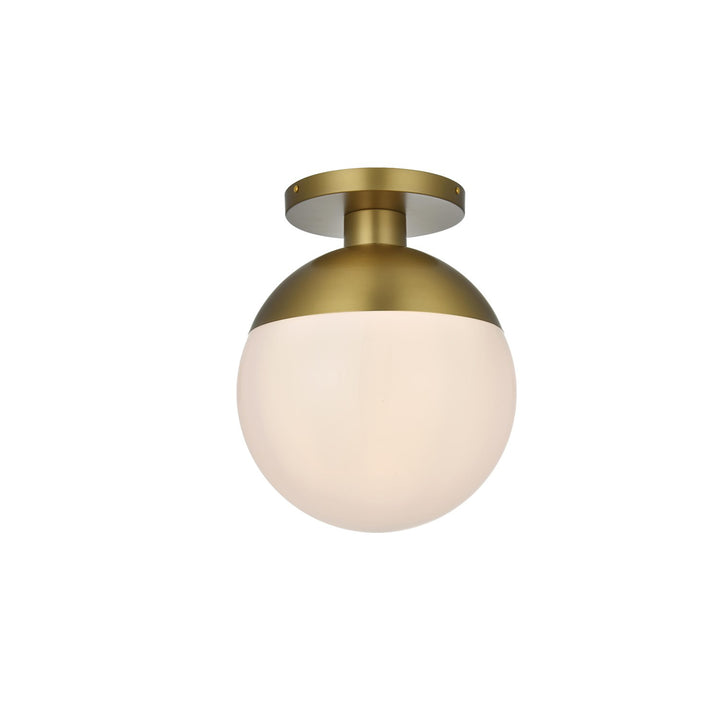 12 Inch Flush Mount Frosted White Shade In Satin Gold - View 5 - Joshua Marshal
