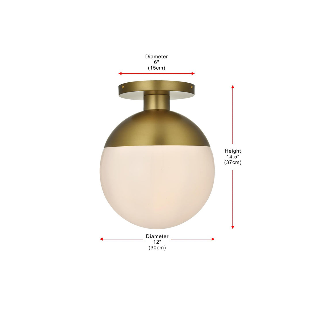 12 Inch Flush Mount Frosted White Shade In Satin Gold - View 6 - Joshua Marshal