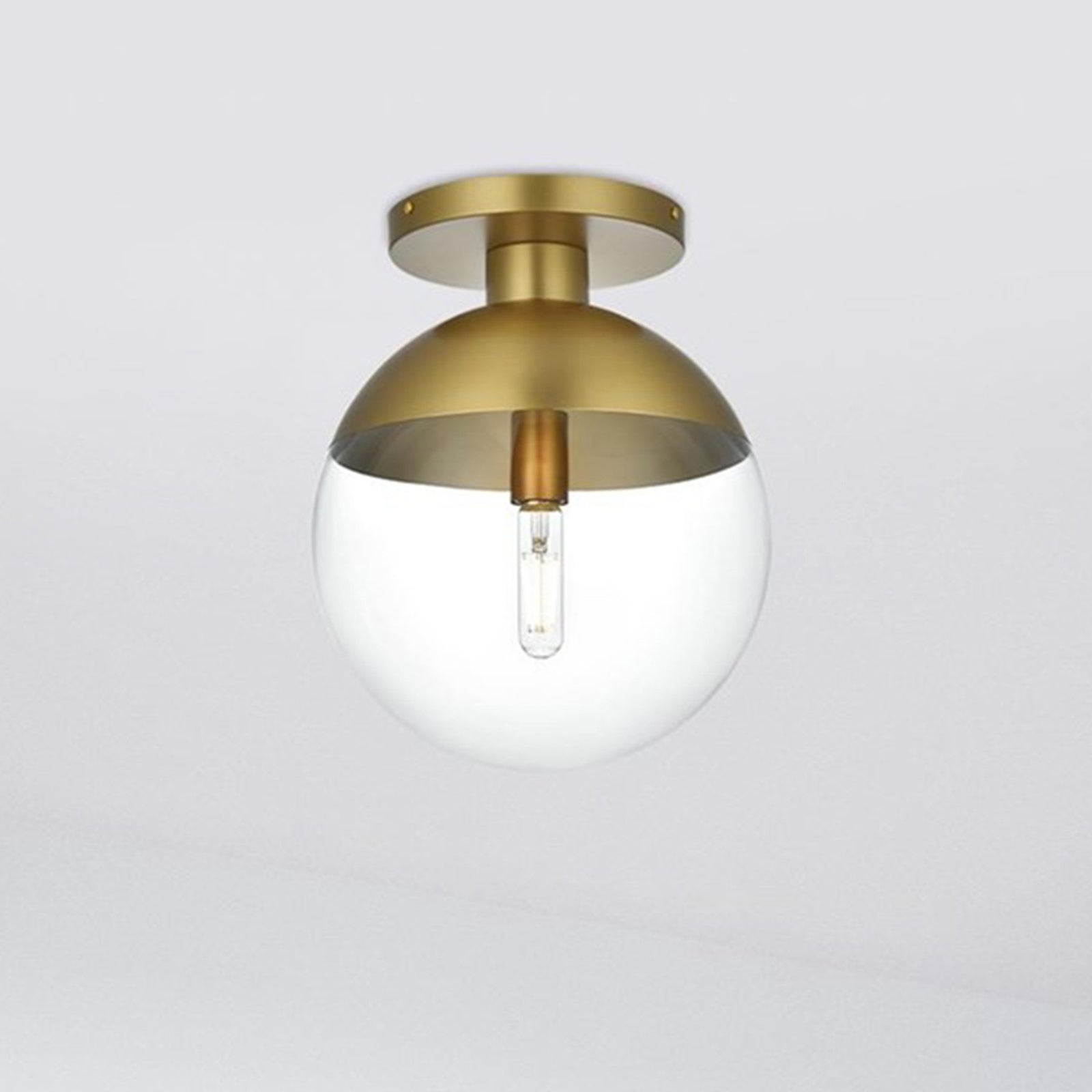 12 Inch Flush Mount Clear Shade In Chrome Satin Gold And Clear Finish - LIGHTING by Joshua Marshal