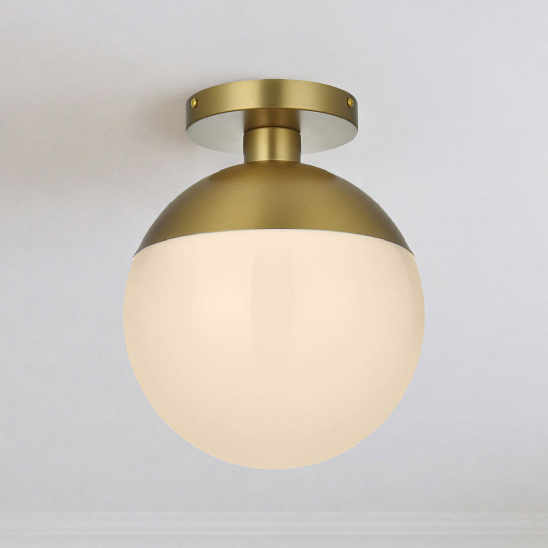 10 Inch Flush Mount Frosted White Shade In Satin Gold Satin Gold And Frosted White Finish - LIGHTING by Joshua Marshal