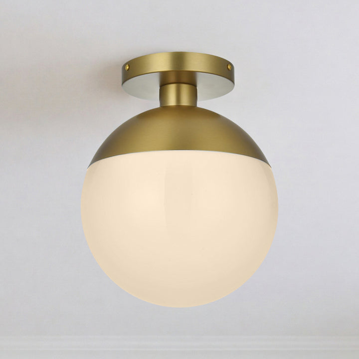 10 Inch Flush Mount Frosted White Shade In Satin Gold Satin Gold And Frosted White Finish - LIGHTING by Joshua Marshal