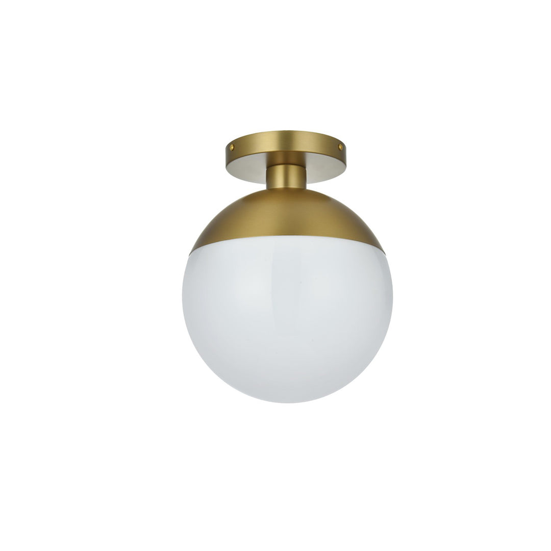 10 Inch Flush Mount Frosted White Shade In Satin Gold - View 4 - Joshua Marshal