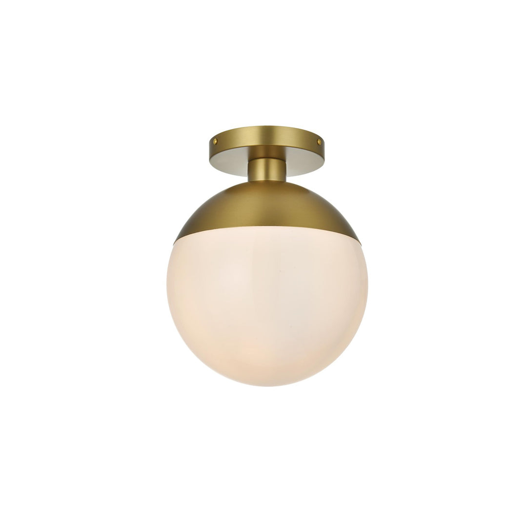 10 Inch Flush Mount Frosted White Shade In Satin Gold - View 5 - Joshua Marshal