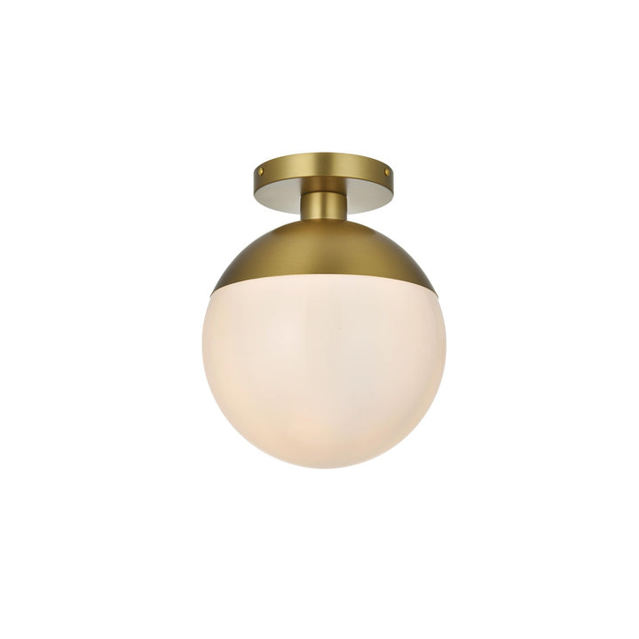 10 Inch Flush Mount Frosted White Shade In Satin Gold - View 5 - Joshua Marshal