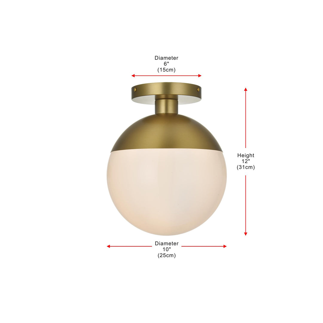 10 Inch Flush Mount Frosted White Shade In Satin Gold - View 6 - Joshua Marshal