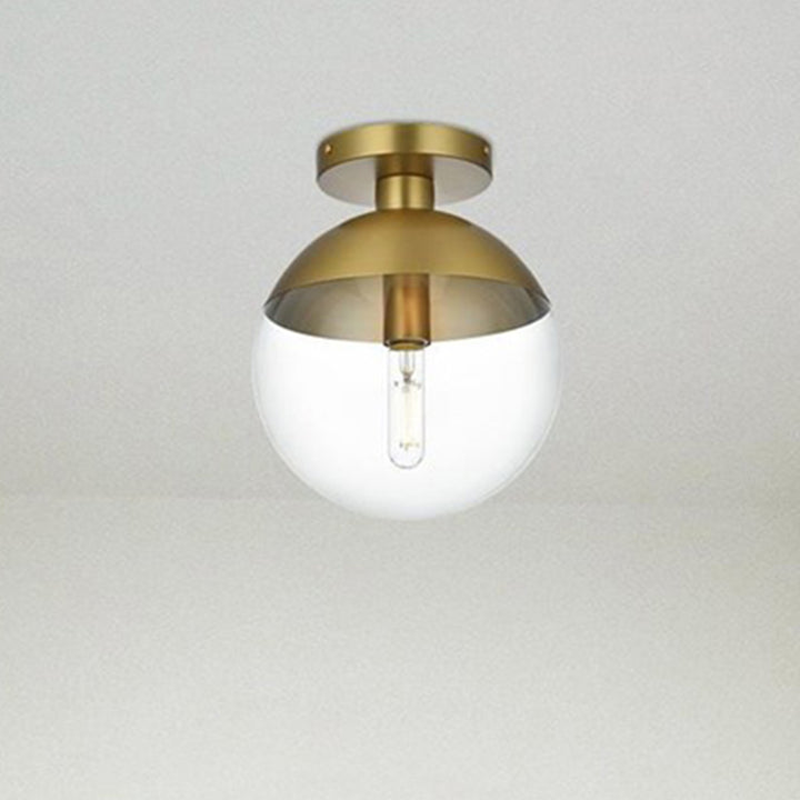 10 Inch Flush Mount Clear Shade In Chrome Satin Gold And Clear Finish - LIGHTING by Joshua Marshal