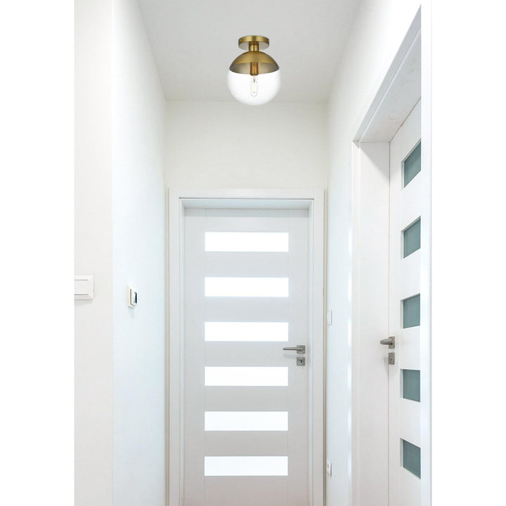 10 Inch Flush Mount Clear Shade In Chrome - View 2 - Joshua Marshal