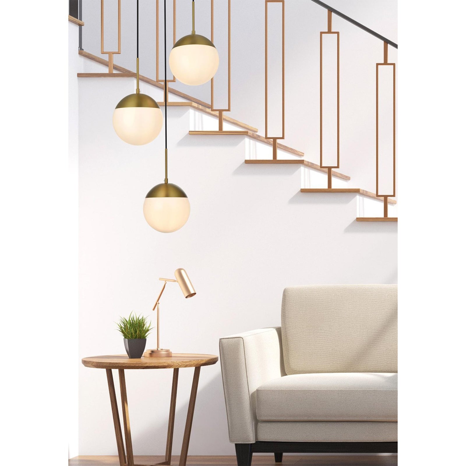 18 Inch Pendant Frosted White Shade In Satin Gold - View 2 - Joshua Marshal