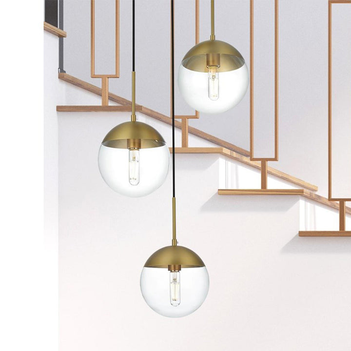 18 Inch Pendant Clear Shade In Chrome Satin Gold And Clear Finish - LIGHTING by Joshua Marshal