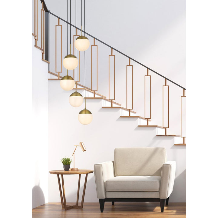 18 Inch Pendant Frosted White Shade In Satin Gold - View 2 - Joshua Marshal