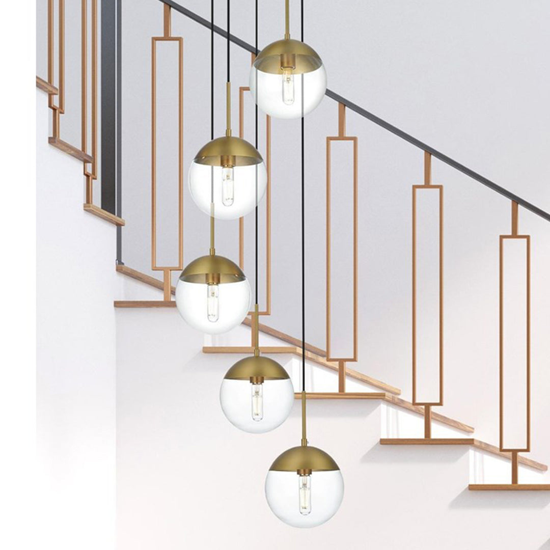 18 Inch Pendant Clear Shade In Chrome Satin Gold And Clear Finish - LIGHTING by Joshua Marshal