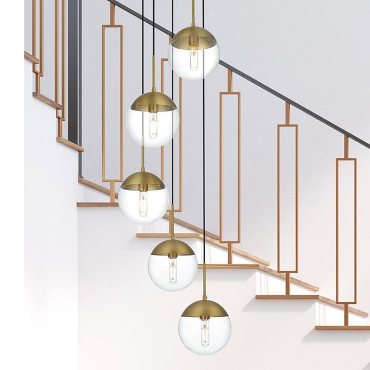 18 Inch Pendant Clear Shade In Chrome Satin Gold And Clear Finish - LIGHTING by Joshua Marshal
