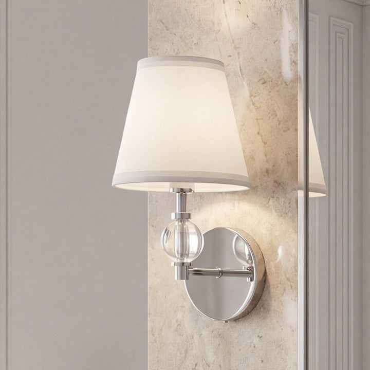 7 Inch Wall Sconce In Chrome Chrome And White Finish - LIGHTING by Joshua Marshal