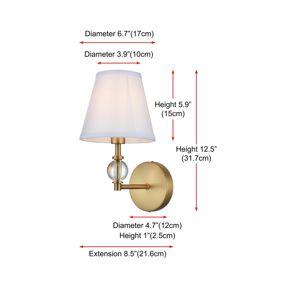 7 Inch Wall Sconce In Satin Gold - View 6 - Joshua Marshal