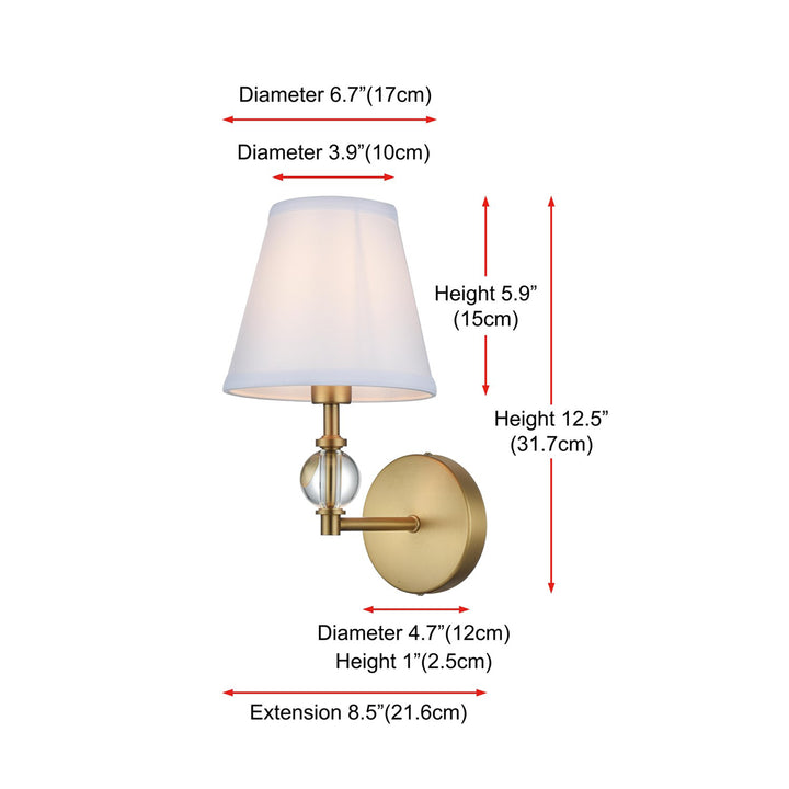 7 Inch Wall Sconce In Satin Gold - View 6 - Joshua Marshal