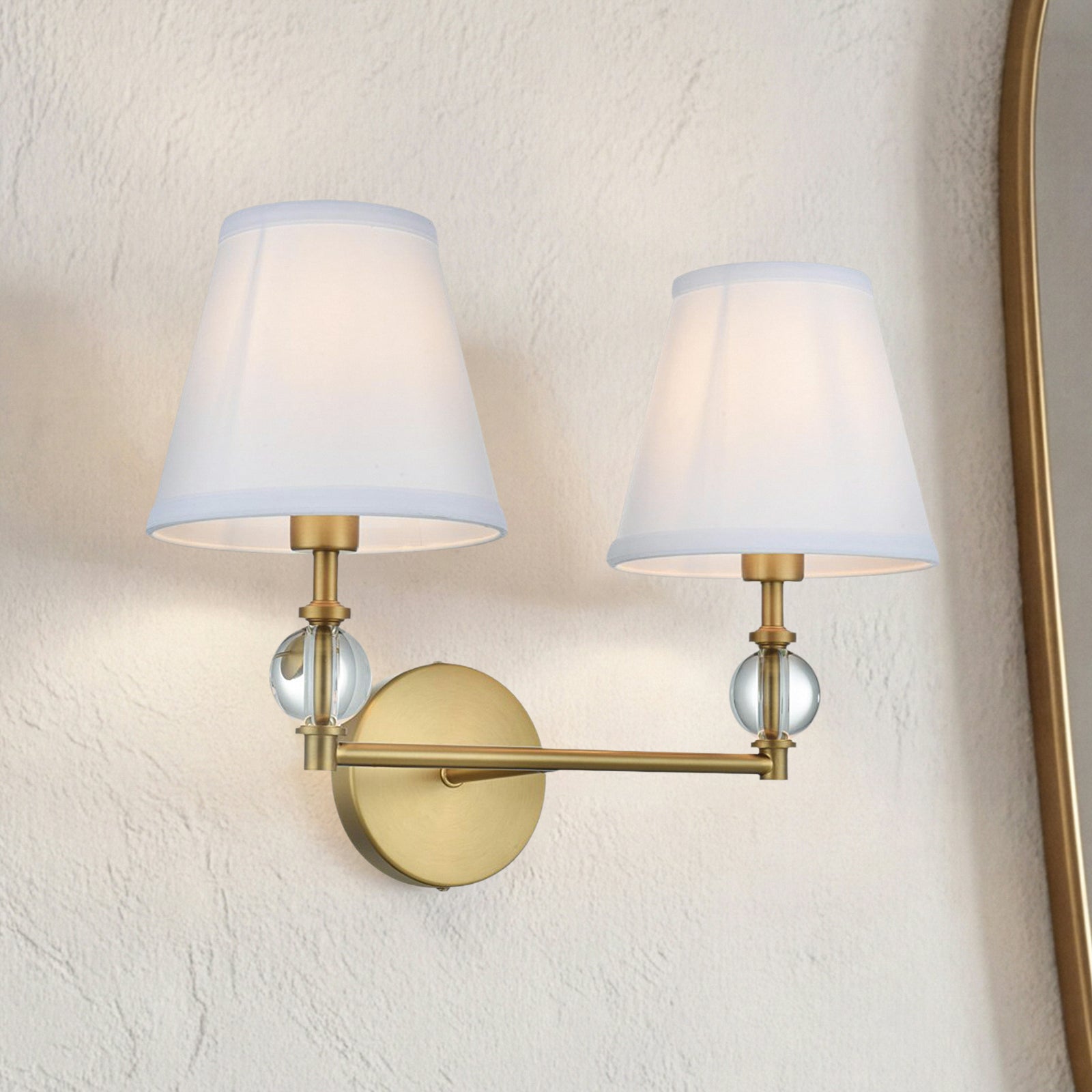 17 Inch Wall Sconce In Satin Gold Satin Gold And White Finish - LIGHTING by Joshua Marshal