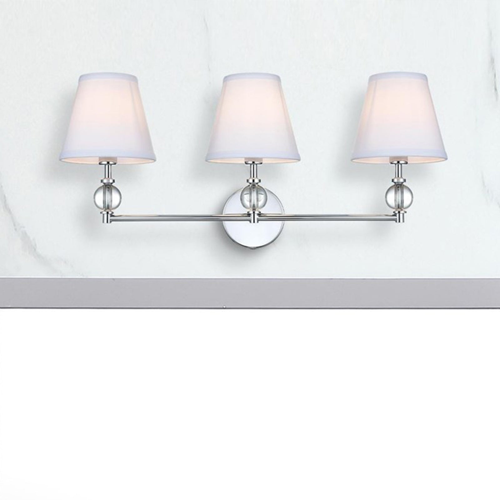27 Inch Wall Sconce In Chrome Chrome And White Finish - LIGHTING by Joshua Marshal
