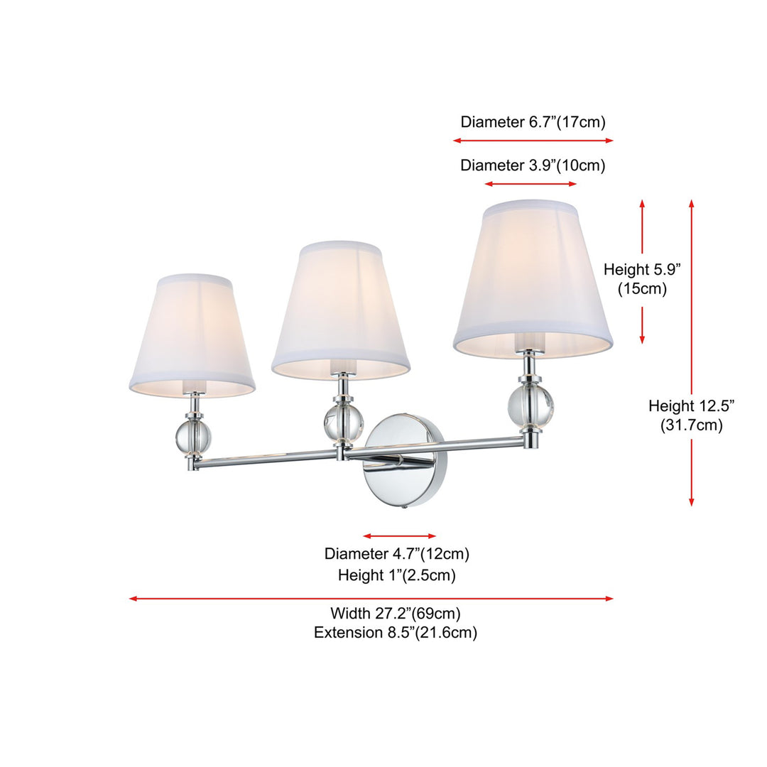 27 Inch Wall Sconce In Chrome - View 6 - Joshua Marshal