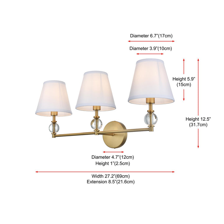 27 Inch Wall Sconce In Satin Gold - View 6 - Joshua Marshal