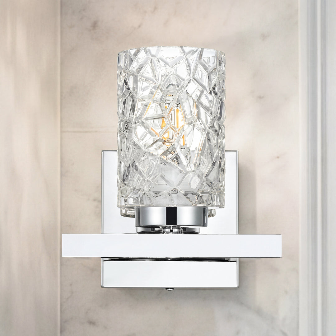 7 Inch Wall Sconce In Chrome Chrome And Clear Finish - LIGHTING by Joshua Marshal