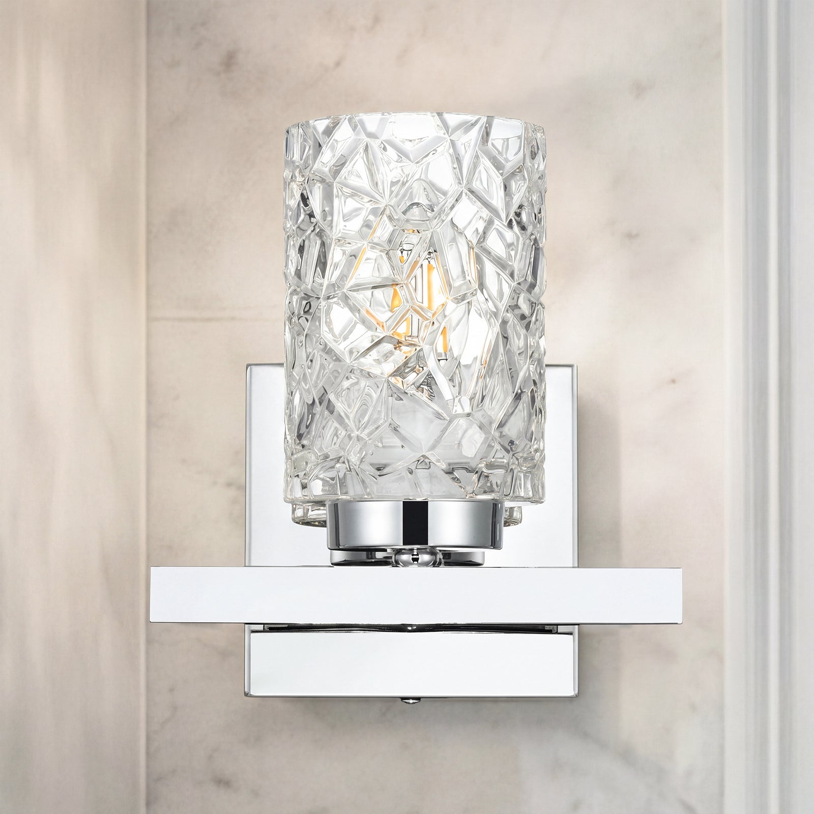 7 Inch Wall Sconce In Chrome Chrome And Clear Finish - LIGHTING by Joshua Marshal