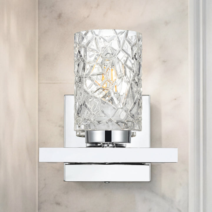 7 Inch Wall Sconce In Chrome Chrome And Clear Finish - LIGHTING by Joshua Marshal