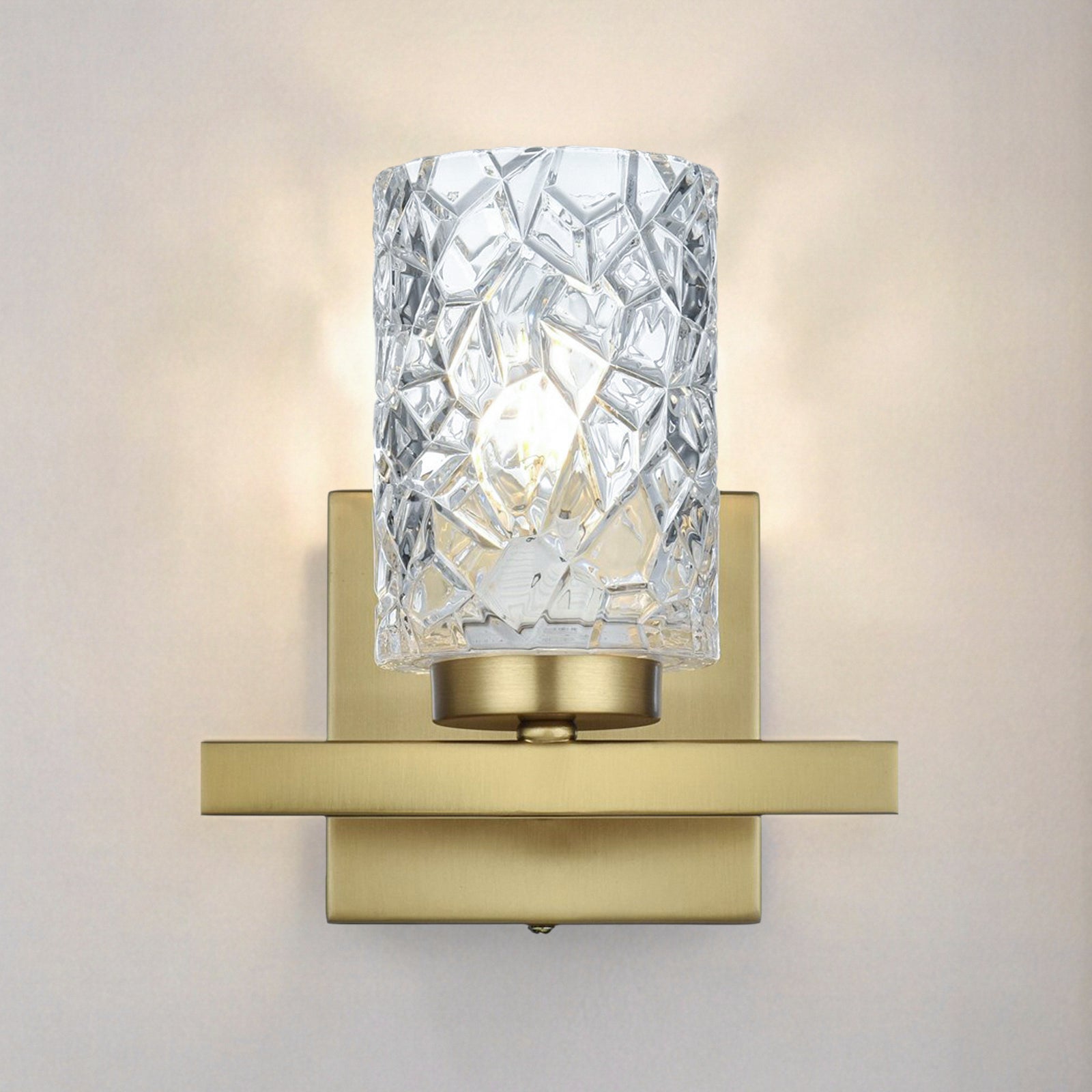 7 Inch Wall Sconce In Satin Gold Satin Gold And Clear Finish - LIGHTING by Joshua Marshal