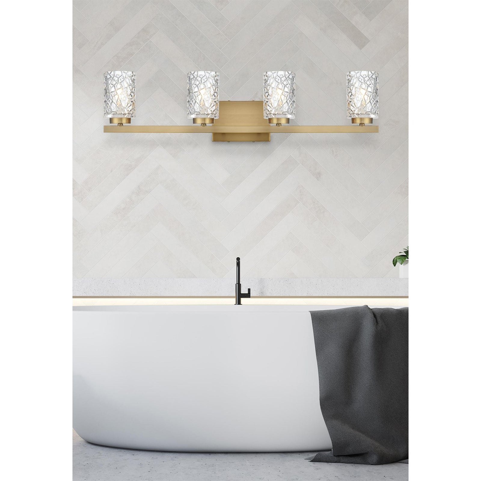 31 Inch Wall Sconce In Satin Gold - View 2 - Joshua Marshal